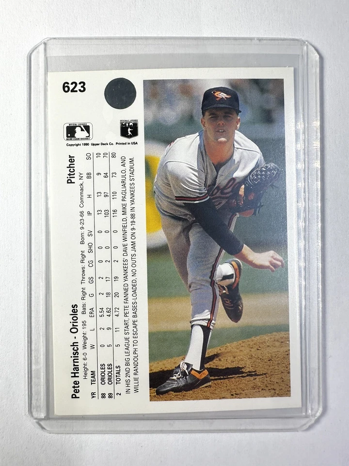 1990 Upper Deck Pete Harnisch Baltimore Orioles #623 - Image 2 of 2