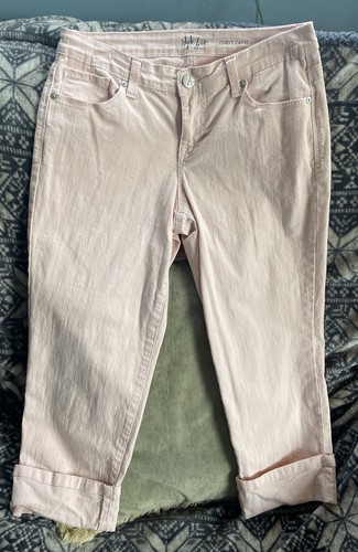New Style & Co Women 6P Petite Curvy Capri Pants Light Pink Folded Cuff Stretch - Picture 3 of 7
