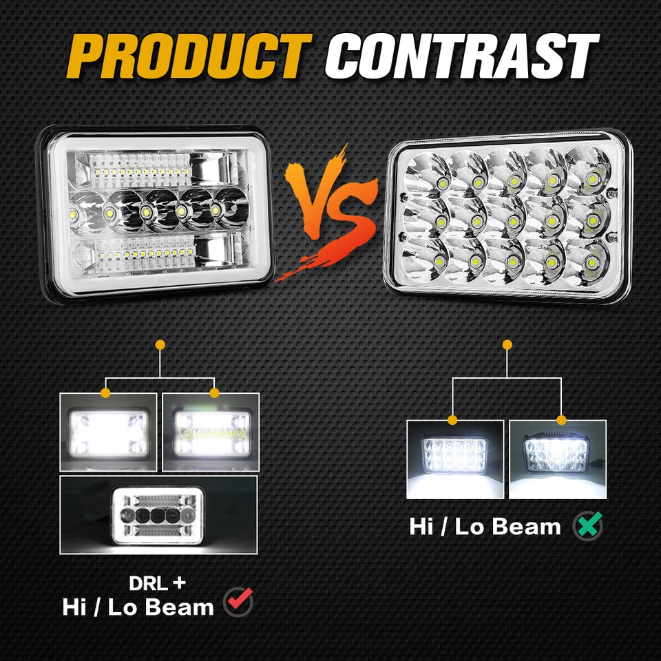 Faros LED Hi-Lo de 4x6"" con DRL para Cadillac Fleetwood DeVille 1975-1986 4 un. Foto 4 de 4