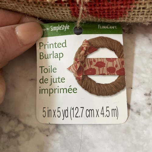 FloraCraft Design It 5" Red Poppy Print Burlap Ribbon 5 Yards Craft Wreath decor - Picture 5 of 7