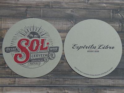 Beer COASTER ~ SOL Lager Cerveza El Espiritu Libre ~ Monterrey, Mexico Est 1899