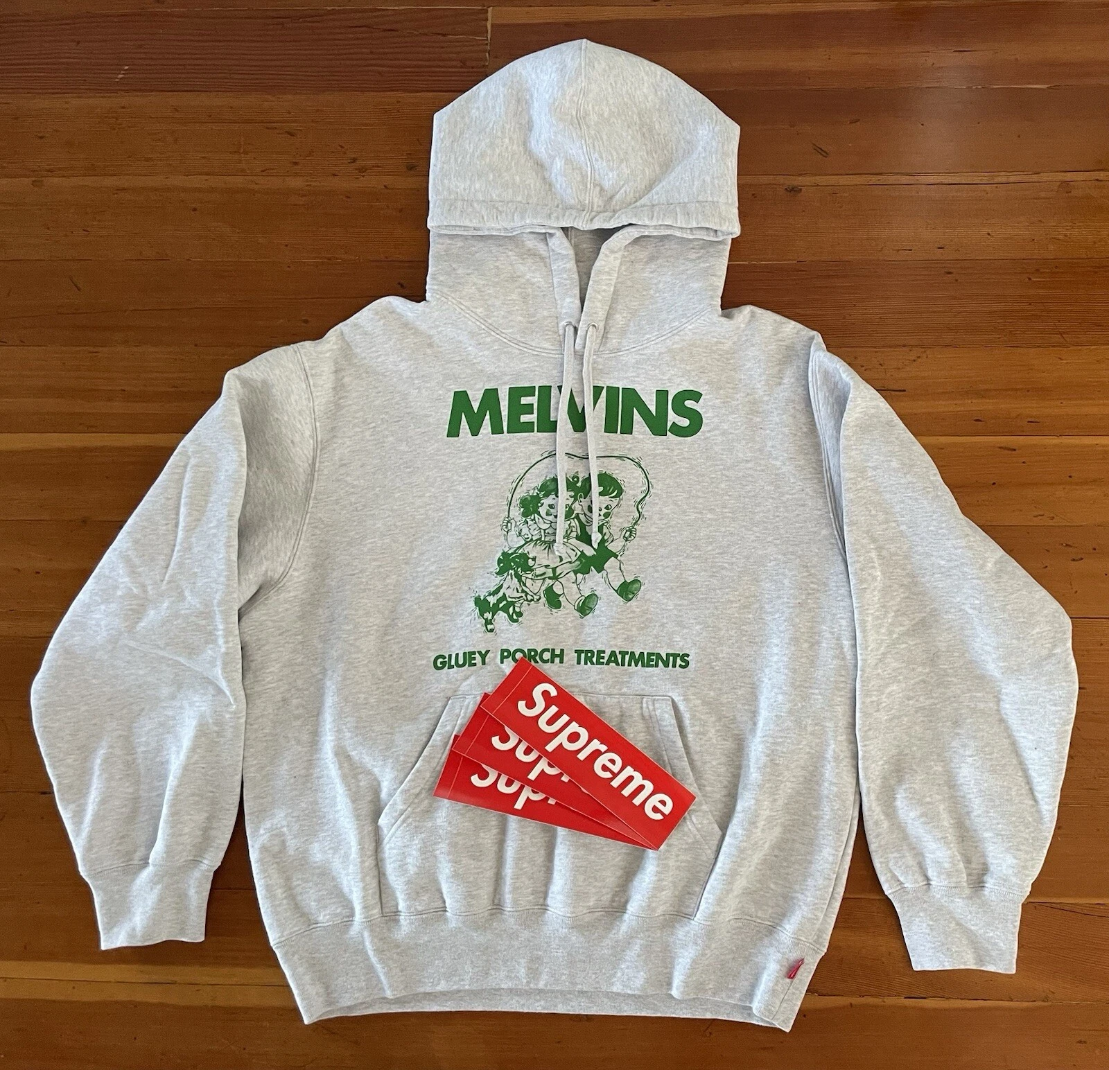 Sweat à capuche Supreme x Melvins Gluey Porch Treatments gris cendre petit