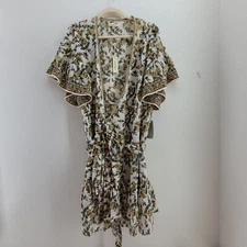 NEW MAX STUDIO Dress Womens M Floral Crepe Wrap Midi Dress Flutter Sleeve NWT