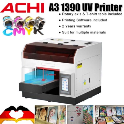 A3 UV Printer EPSON1390 Flat Inkjet DTG Printer For Cylindrical Metal 3D Printed
