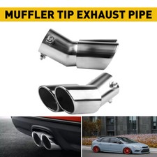 2.5" Bent SPORT DUAL EXHAUST PIPES MUFFLER TRIM PIPE TAIL TIP Stainless Steel