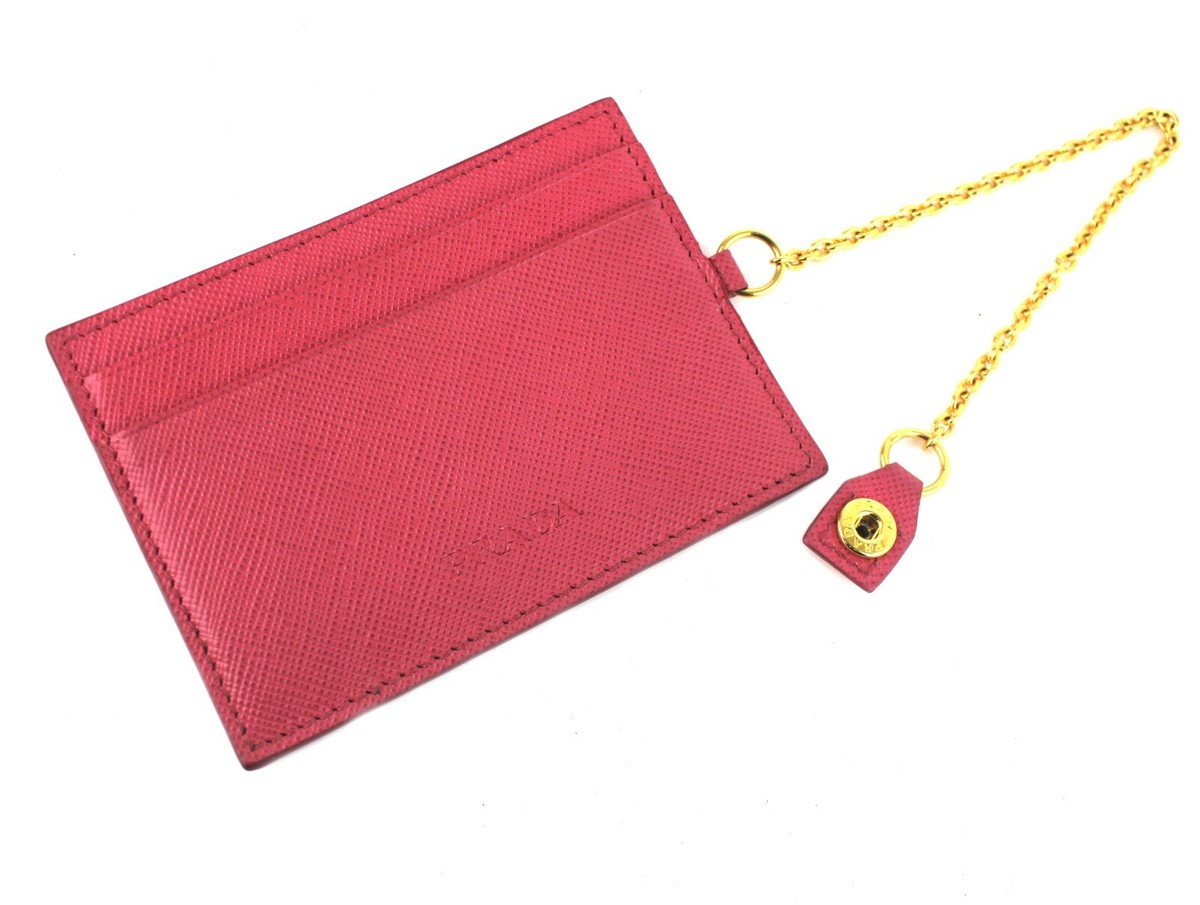 PRADA★素敵！Saffiano SPIDER LIPS CHARM CARD CASE NEW $450 PRADA Nude Blush Saffiano SPIDER LIPS CHARM Limited