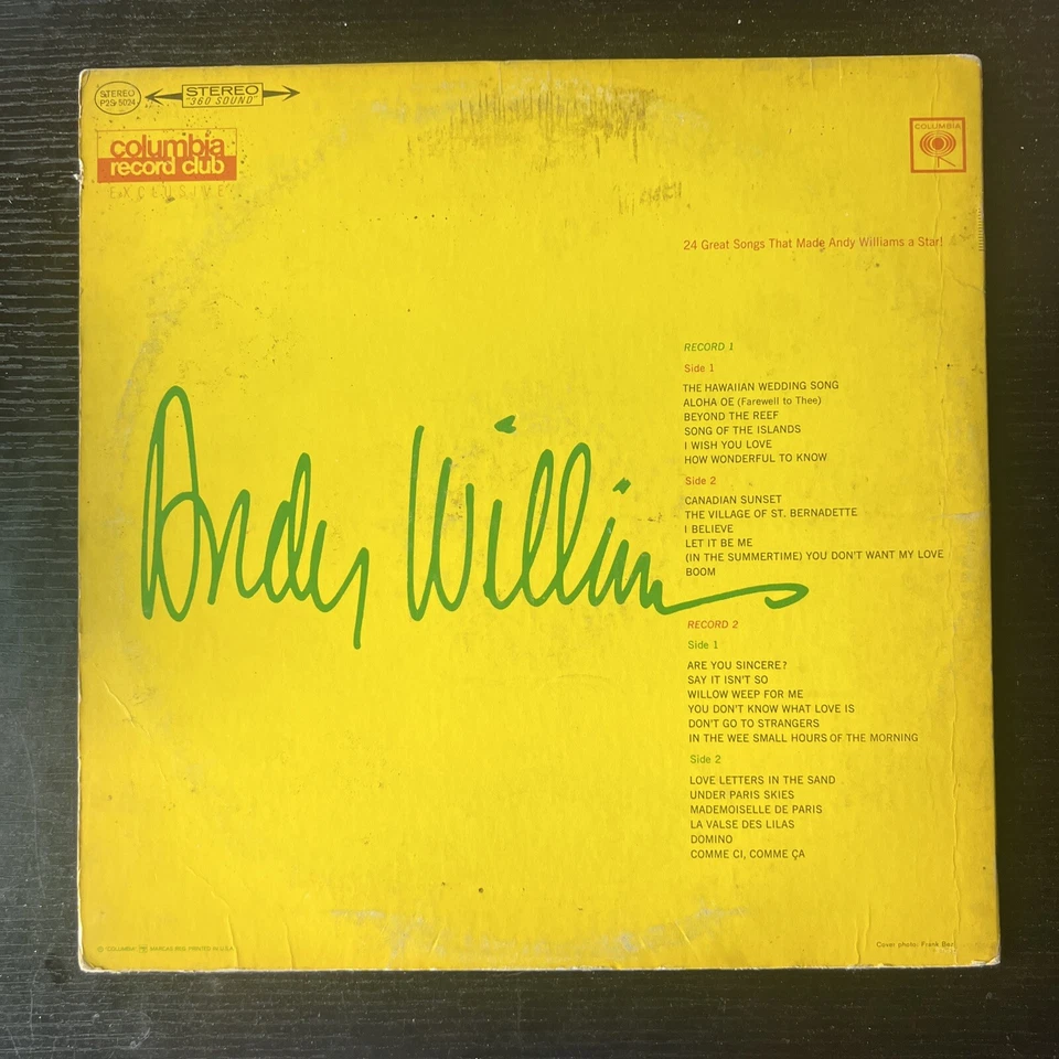 Andy Williams Andy Double Music Vinyl 12" Record Album Columbia P2S-5024 — 第 2/4 张图片