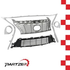 For 2013-2015 Lexus Front Grille Trims & Fog Light Ring Chrome Set ES350 ES300H