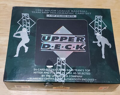 1992 upper deck mvp holographic card set 1992 Upper Deck MVP Set of 54 Holographic Baseball Cards New Sealed in Box