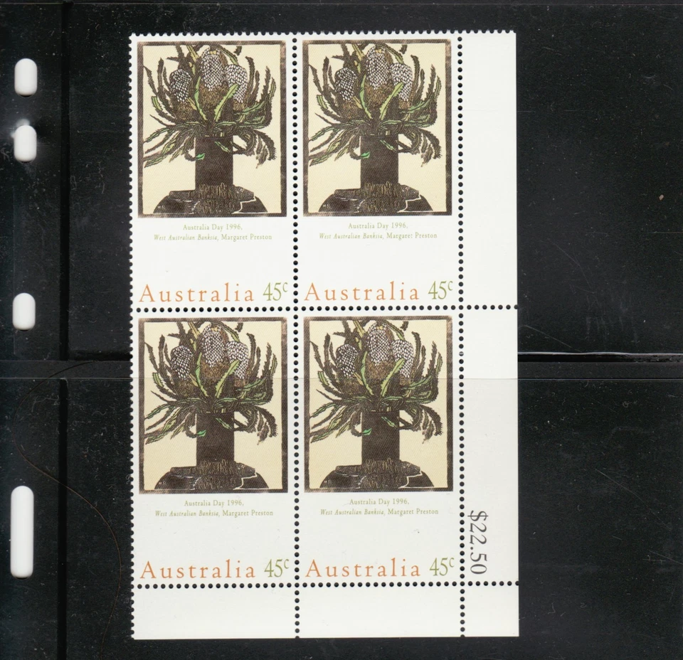 1996 Australia Day Sc# 1573-76 - Paintings, Art & Artists - 4 MNH corner blocks - Image 2 of 4