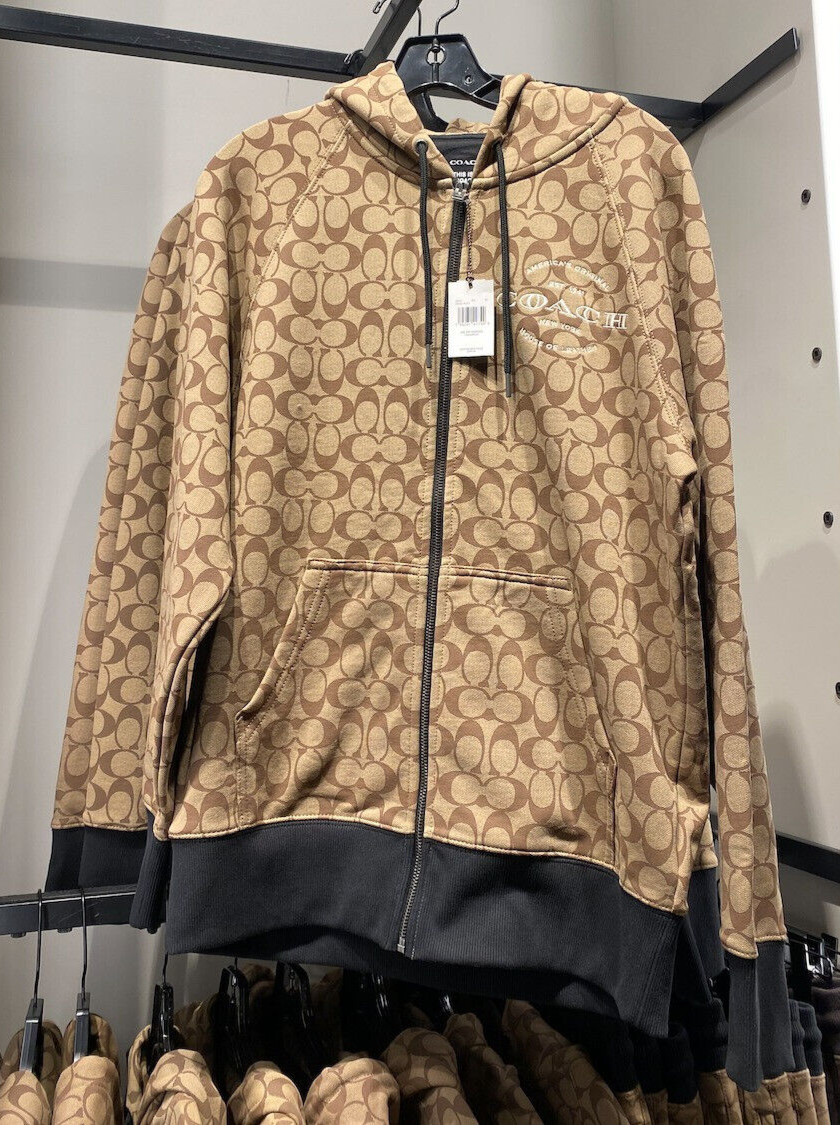 【正規品】COACH オーバーサイズパーカー X-LARGE ベージュ/ブラック COACH コットンパーカー XS ベージュ/ブラック シグネチャー