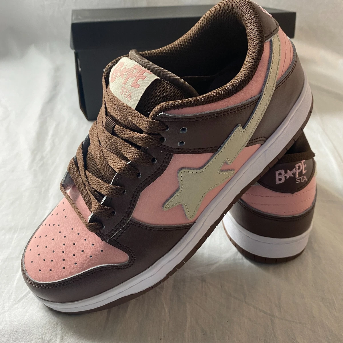 Indigo Studios Custom Cherry Bapesta Inspired Size 7.5 Brown Pink Limited NEW