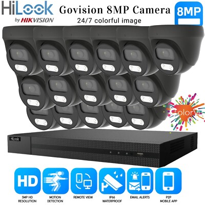 HIKVISION 8MP COLORVU CCTV SYSTEM UHD 8MP DVR 4K 24/7 COLORVu AUSSENKAMERA KIT