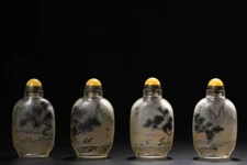 Chinese Old Beijing Glaze Inside Painting Nice Figure Scenery Four Snuff Bottles