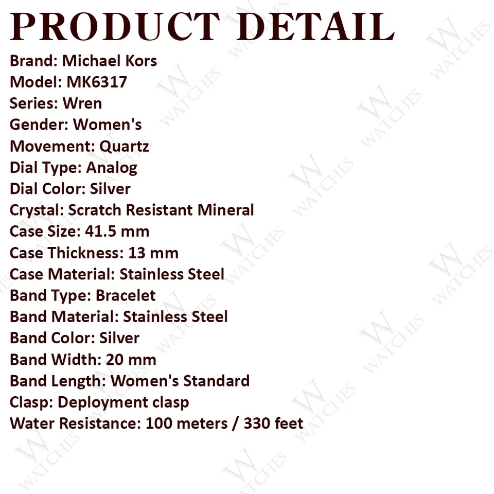 Michael Kors MK6317 Wren Silver Dial Stainless Steel Bracelet Women's Watch - Image 2 of 4