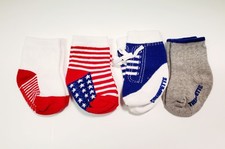 Trumpette Baby Boy Socks 4 pairs Size 0-12 mos Red White Blue Lot Infant Newborn