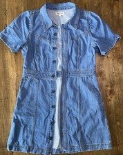 Madewell Blue Denim Dress Womens Button-Up Collared Short Sleeve Size 8