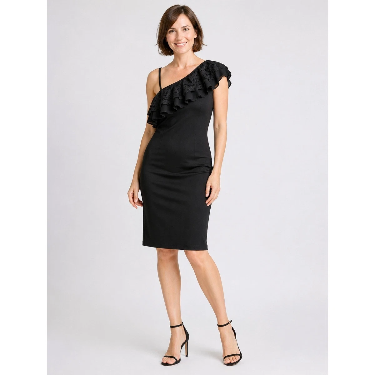 calvin klein lace up dress Calvin Klein V-neck Lace Up Front Shift Half Sleeve Dress size 12 Black