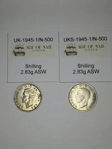 Photo of a 1945 George VI Shilling from an eBay listing that sold on Jul 16, 2026
