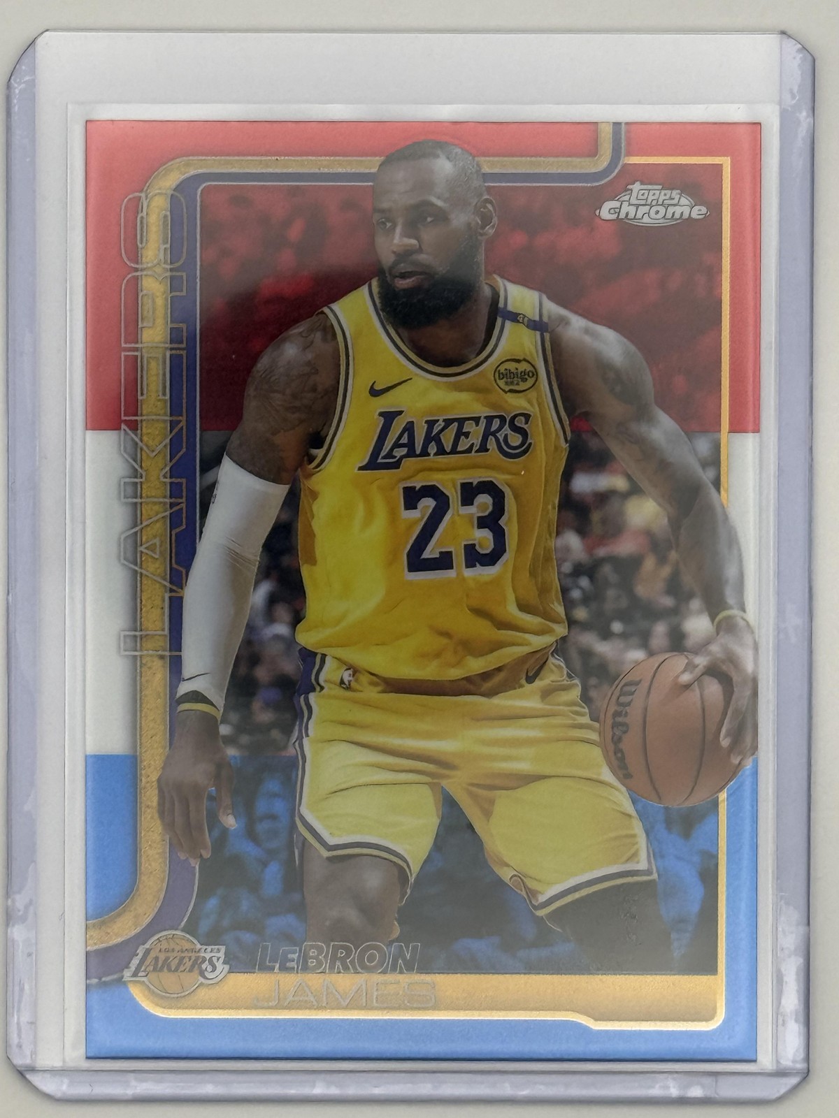 2025-26 Topps Chrome #127 LeBron James Red White and Blue Refractor
