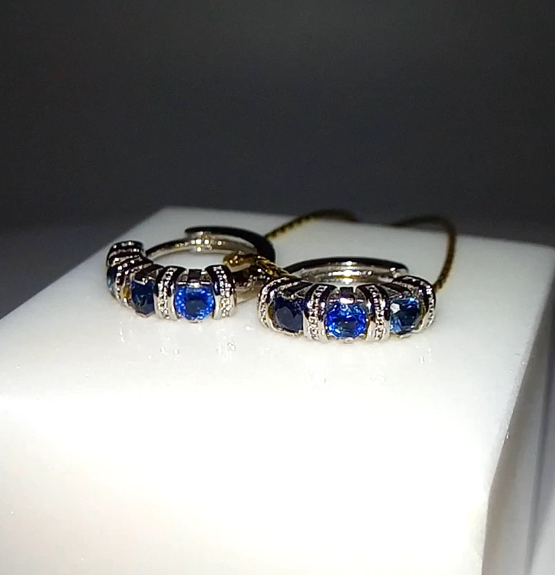 🔥🔥🔥Exklusive SAPHIR Creolen / Kreolen / Hoops Ohrringe in Silber & Weißgold - Bild 3 von 4