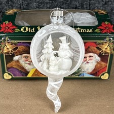 Old World Christmas Ornament Snowman Scene Frosted 5  With Box
