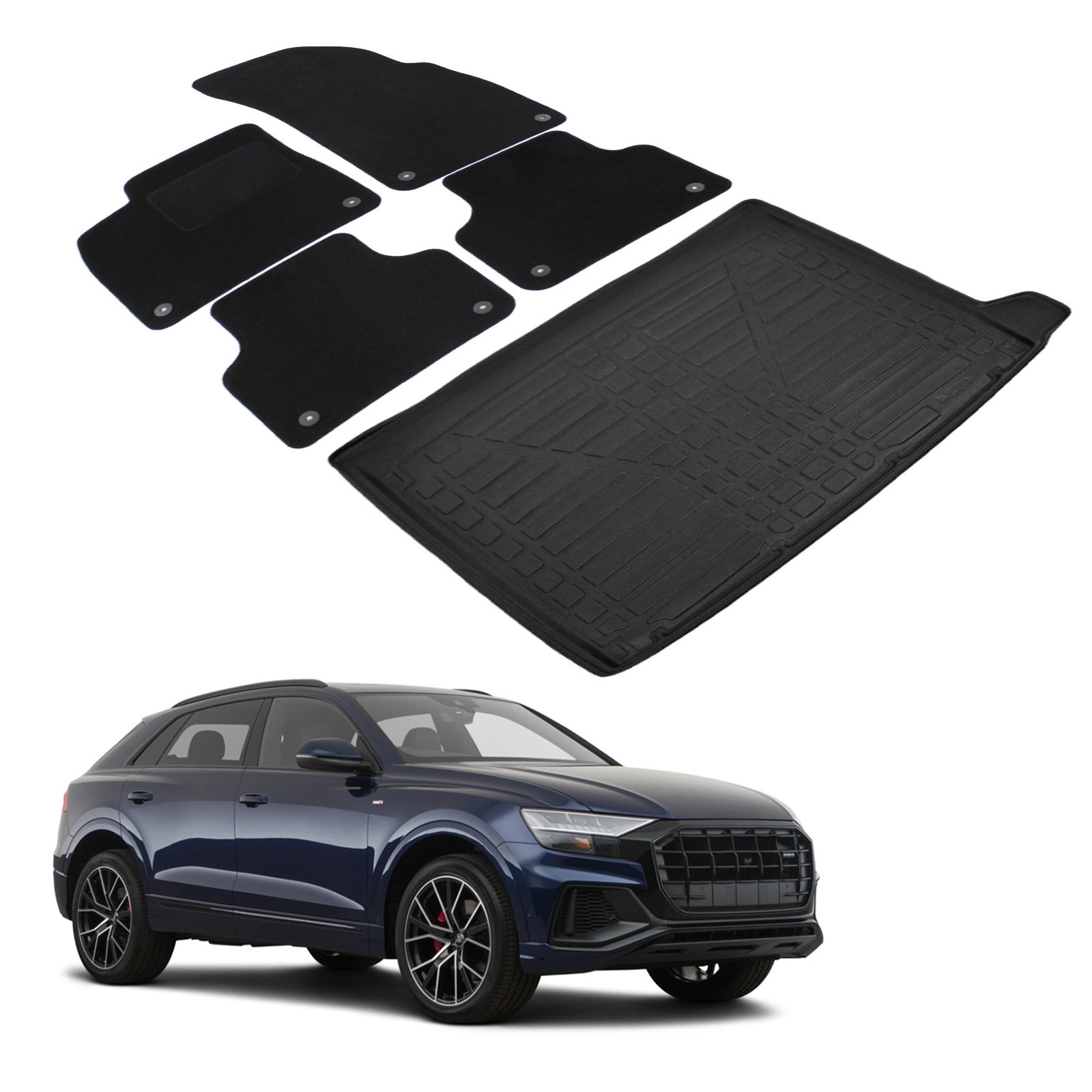 Tapis de sol Audi Q8 depuis 2018 kit avec tapis de coffre imperméable TPE