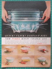 1961 Pyrex Ware ad New Magic Serving Cradle Instant Fit