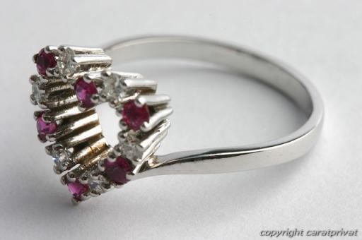 Ruby ring heart 750 18ct white gold brilliant dia… - image 5