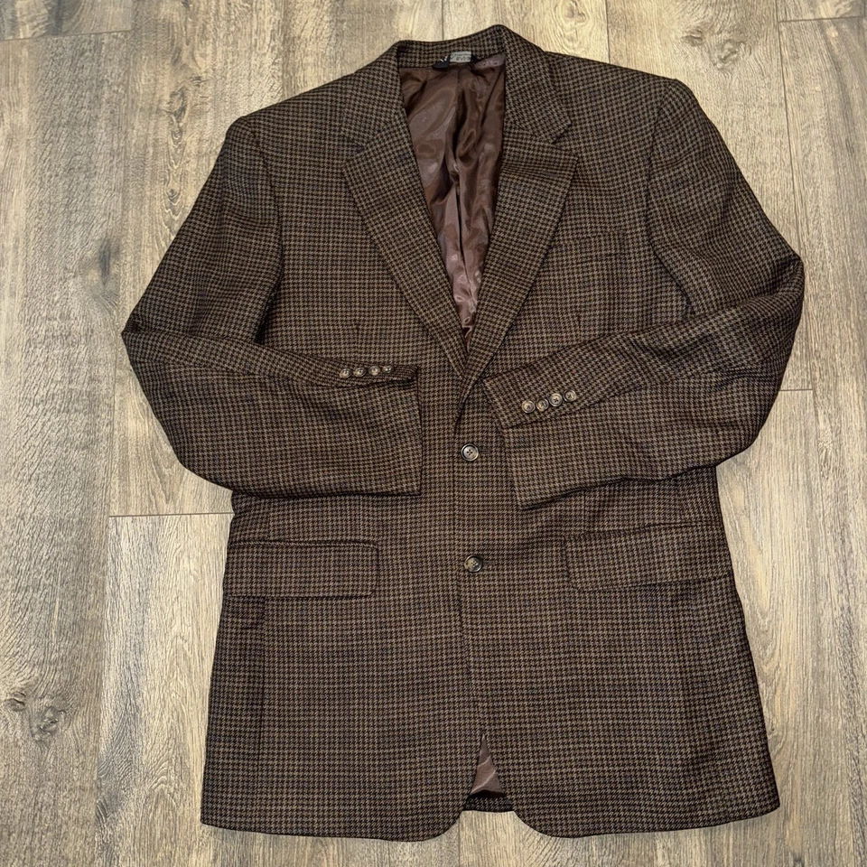 Abrigo Blazer Deportivo Jos A Bank Para Hombres Patrón Pata de Gallo 100% Lana Marrón 41L Foto 2 de 4