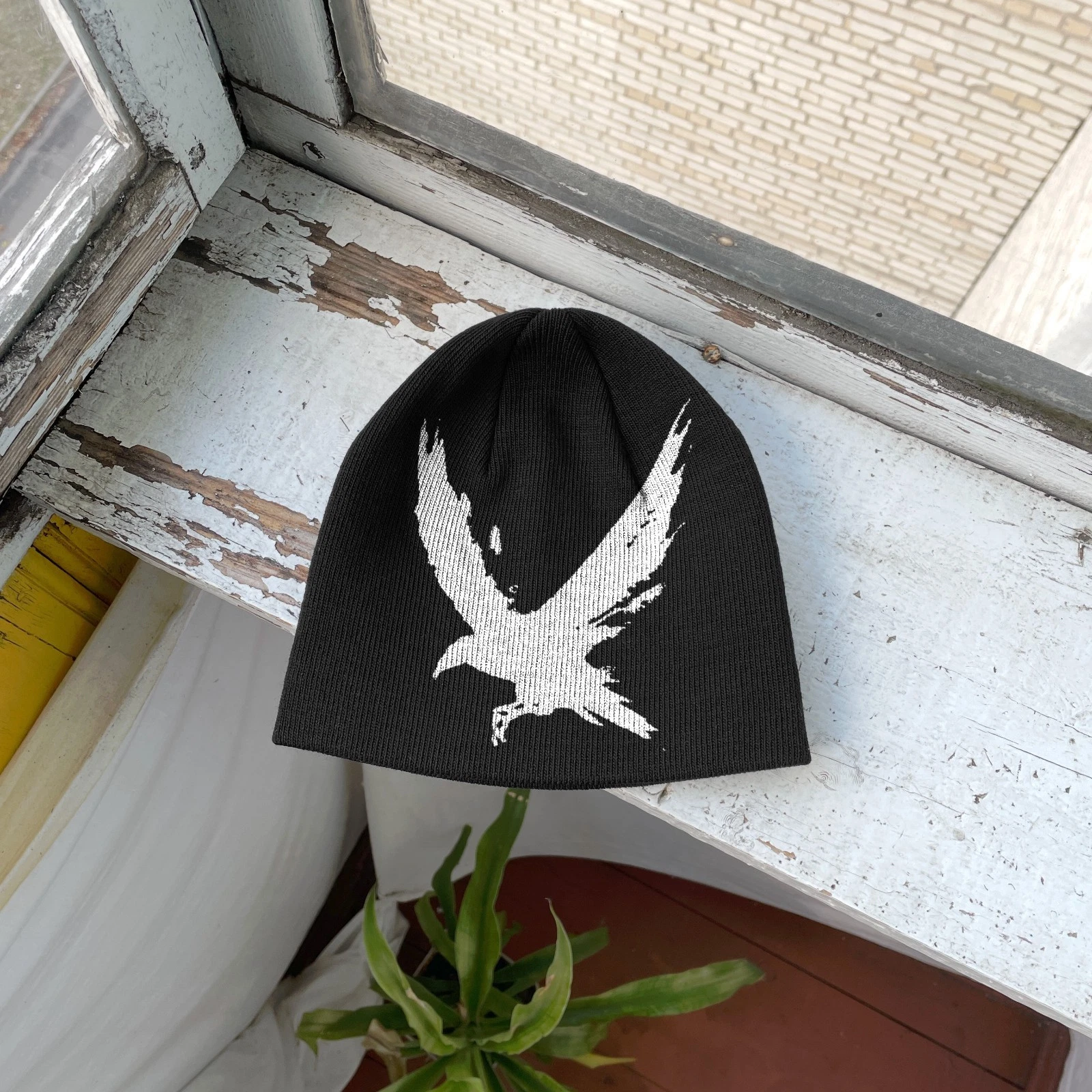 Distressed Soaring Raven Beanie – Minimalist Opium Core Grunge Hat
Opens in a new window or tab
