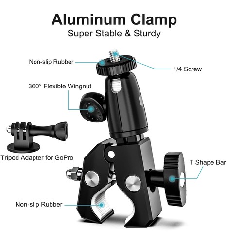 Support Tablette pour Moto Support Tablette Guidon de Vélo Réglable à 360 ° P... - Afbeelding 8 van 9