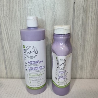 Biolage RAW Color Care Acidic Milk Rinse Freshly Colored Hair 16.9 Oz Oat Set