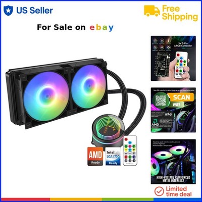 Alloy Water Cooler 240mm Radiator PWM Fans ARGB Remote Compatible with AMD Intel