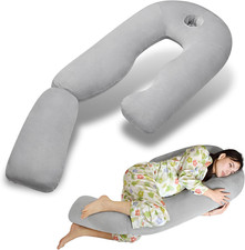 U-Shaped Full Body Pillow for Side Sleepers   51-Inch Cooling Pregnancy