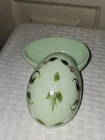 VTG Westmoreland Jadeite Egg Trinket Box Green Glass Hand Painted Flowers 1979