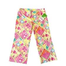 Lilly Pulitzer Vtg White Label Hula Monkey Diamond Pattern Rachel Capri Pants 0