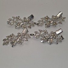 Silver Rhinestone Floral Decorative Hair Clips for Women Wedding Party 520