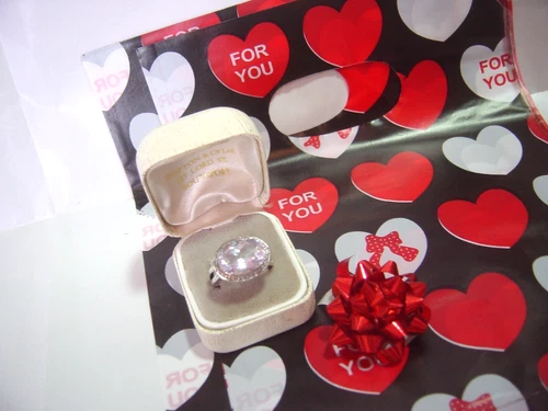 VINTAGE  SOLID SILVER LARGE SUPERB PALE VIOLET AMETHYST RING-QUALITY SIZE  L