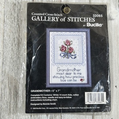 Bucilla Gallery of Stitches ''Grandmother'' Counted Cross Stitch Kit 33065 Roses