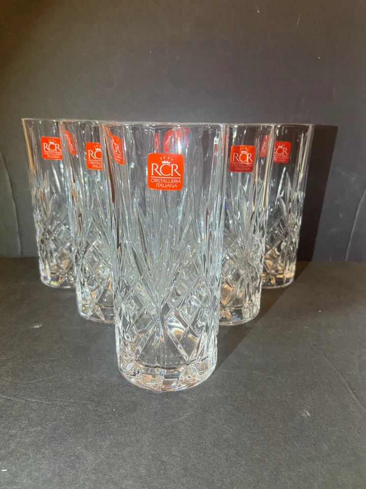 Juego de 6 vasos RCR Melodia Crystal Highball 5 7/8" de alto hechos en Italia Foto 4 de 4