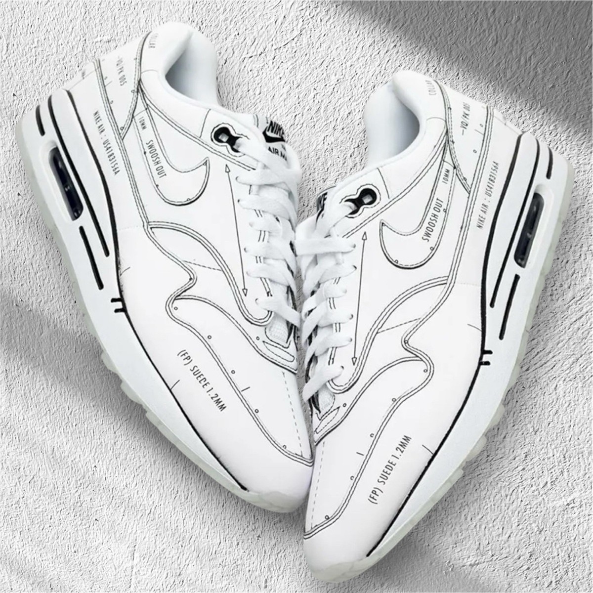 Nike Air Max 1 Tinker Schematic Sketch To Shelf in White (CJ4286