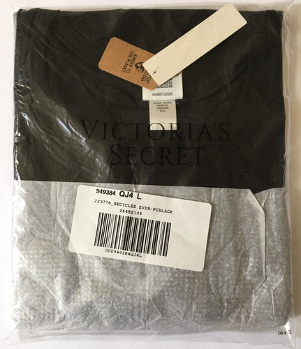 Victoria's Secret PINK Perfect Tee Black Shine Rhinestone Logo Shirt Top L NEW - Picture 10 of 11