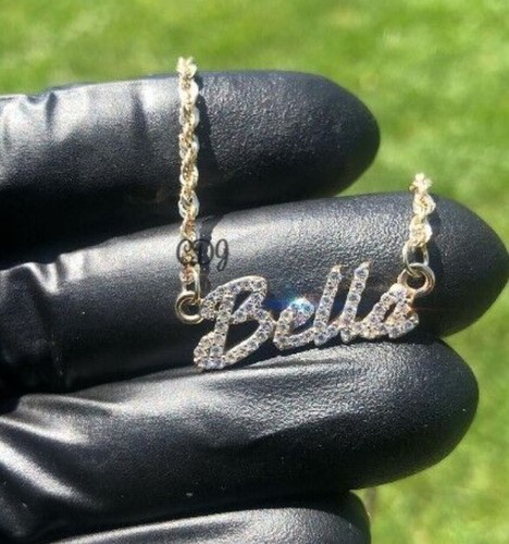 Customized "Bella" Name Rope Necklace 1.89ct Natural Moissanite 925 Silver 18"