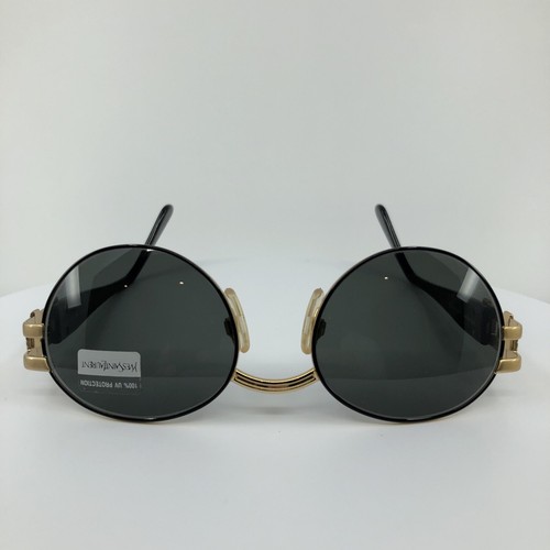 New Vintage Yves Saint Laurent YSL 6042 Sunglasses C. Y 104 Shiny Black & Gold - Picture 8 of 16