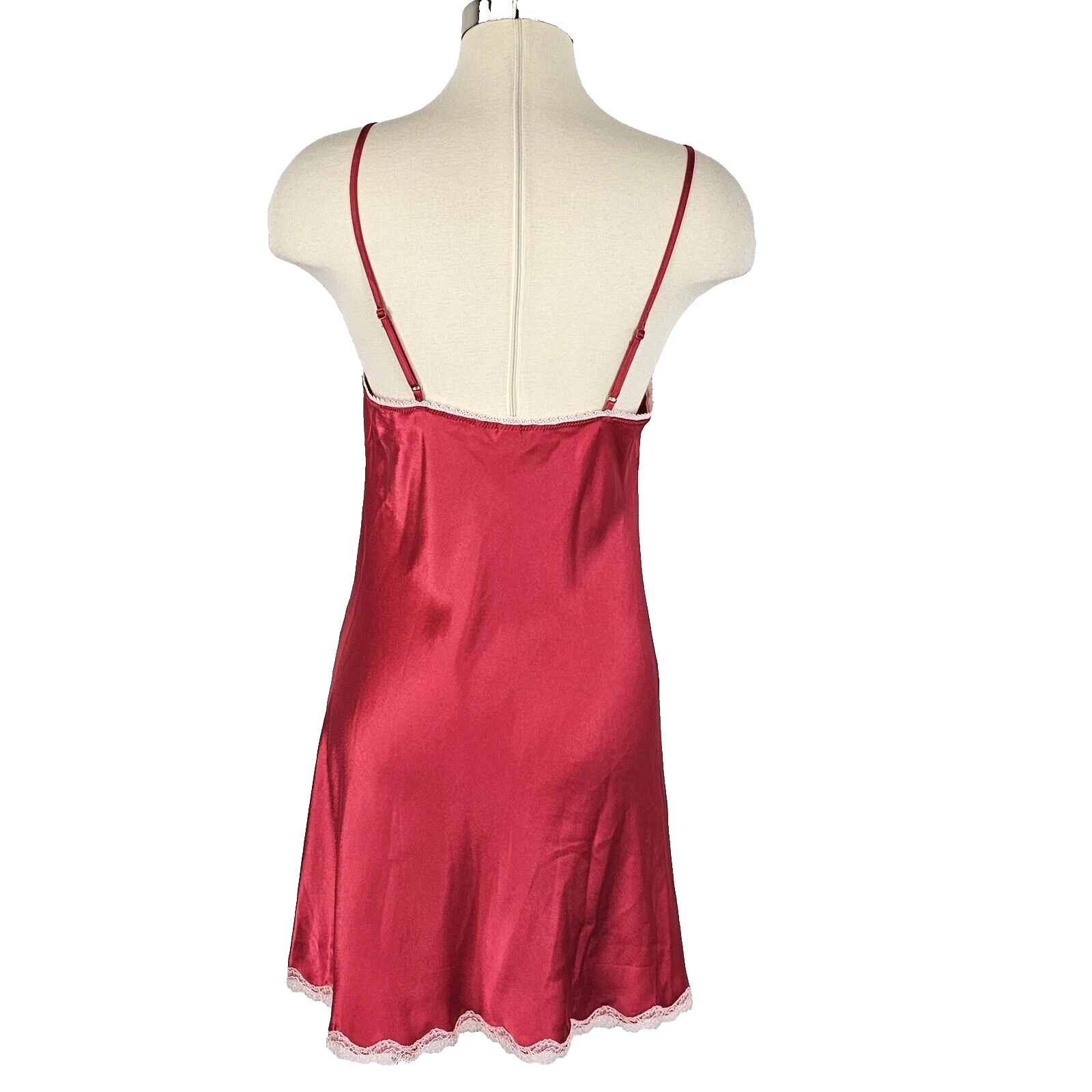 UNDERCOVER Camicia slip abito Victorias Secret medio rosso babydoll raso pizzo civettuola Y2K