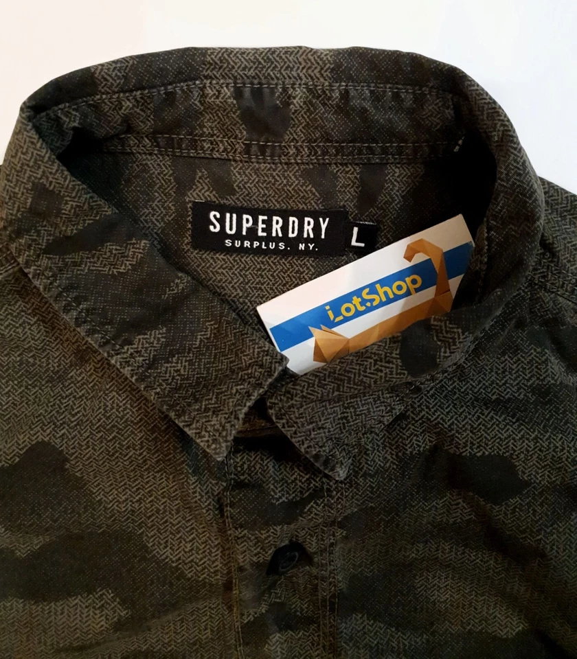 Camisa militar híbrida de combate con botones verde camuflaje SUPERDRY ARMY para hombre talla M-L Foto 3 de 4