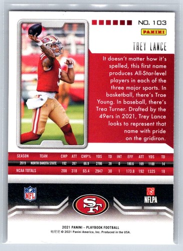 Trey Lance 2021 Panini Playbook #103 Mosaic - Picture 2 of 2