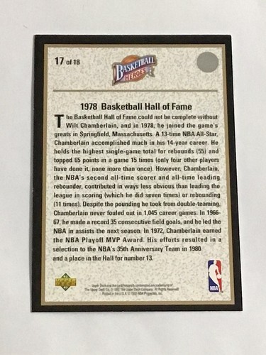 1992-93 Upper Deck Basketball Heroes Wilt Chamberlain #17 - Picture 2 of 2
