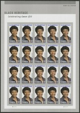 Gwen Ifill Black Heritage Sheet of 20 Current Rate Postage Stamps Scott 5432